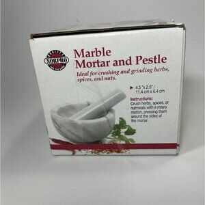 NORPRO MARBLE MORTAR AND PESTLE. 694 Open Box